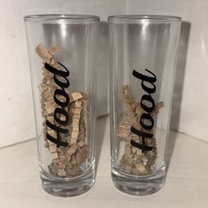 Pair Of Novelty “Hood” Clear Glass 4” Tall Shot Glasses